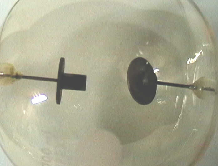 closeup of the electrodes of the original plasma tube